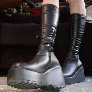 Black Steve Madden Duke30 Platform Wedge Boots 7.5